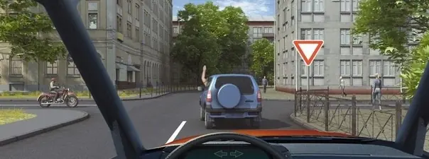 Иллюстрация к вопросу: Поднятая вверх рука водителя легкового автомобиля является сигналом, информирующим Вас о его…