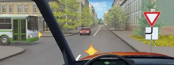 Иллюстрация к вопросу: Вы намерены повернуть налево. Ваши действия?