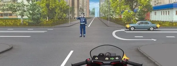 Иллюстрация к вопросу: Вы намерены повернуть направо. Ваши действия?