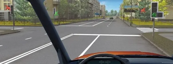 Иллюстрация к вопросу: О чем информируют Вас стрелки на зелёном сигнале светофора?