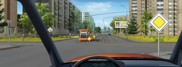 Иллюстрация к вопросу: Вы намерены продолжить движение прямо. Ваши действия: