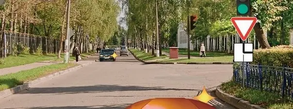 Иллюстрация к вопросу: Обязаны ли Вы уступить дорогу легковому автомобилю при повороте направо?