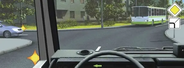 Иллюстрация к вопросу: Кому Вы должны уступить дорогу при повороте налево?