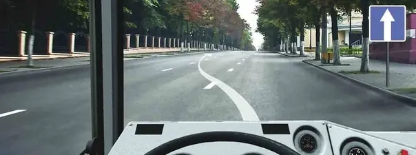Иллюстрация к вопросу: Вы намерены остановиться слева у тротуара. В каком случае Вы обязаны включить на автобусе…