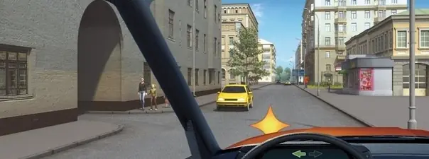 Иллюстрация к вопросу: Кому Вы должны уступить дорогу при повороте во двор?