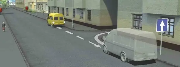 Иллюстрация к вопросу: Водитель случайно проехал нужный въезд во двор. Разрешено ли в этой ситуации использовать задний…