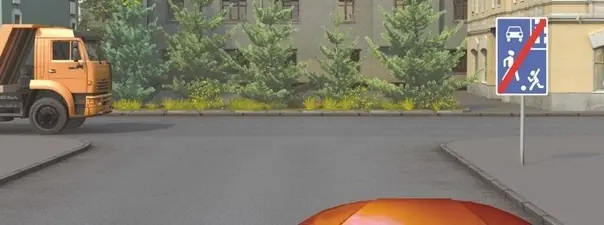 Иллюстрация к вопросу: Вы обязаны уступить дорогу грузовому автомобилю:
