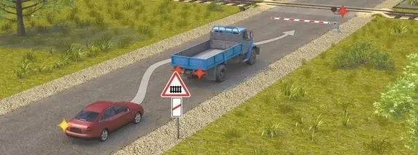 Иллюстрация к вопросу: Разрешается ли водителю выполнить объезд грузового автомобиля?