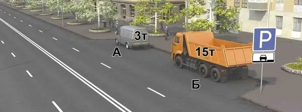 Иллюстрация к вопросу: Кто из водителей грузовых автомобилей нарушил правила стоянки?