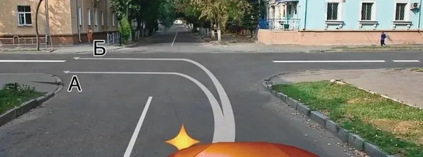 Иллюстрация к вопросу: По какой траектории Вам можно выполнить поворот налево?