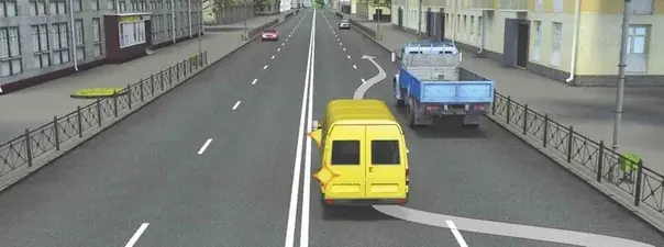 Иллюстрация к вопросу: Водитель автобуса должен выключить указатели левого поворота: