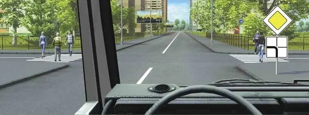 Иллюстрация к вопросу: В каком случае Вы обязаны уступить дорогу пешеходам?