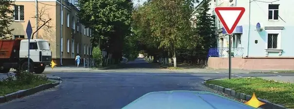 Иллюстрация к вопросу: Вы намерены повернуть направо. Можете ли Вы приступить к повороту?