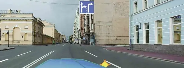 Иллюстрация к вопросу: На перекрестке Вы намерены повернуть направо. Как Вам следует поступить?