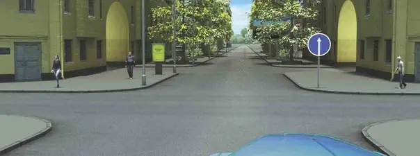 Иллюстрация к вопросу: В какой из дворов Вам можно въехать в данной ситуации?