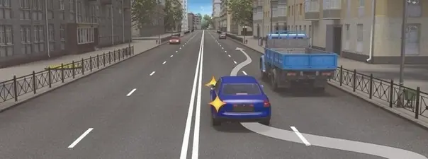 Иллюстрация к вопросу: Водитель легкового автомобиля должен выключить указатели левого поворота: