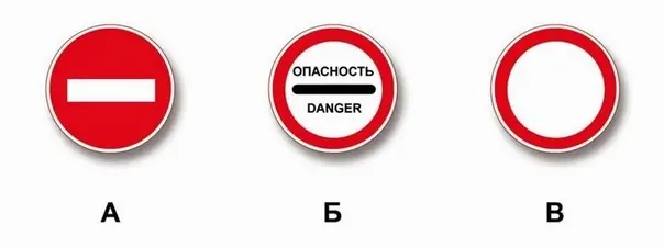 Иллюстрация к вопросу: Какой из указанных знаков запрещает дальнейшее движение всех без исключения транспортных средств?