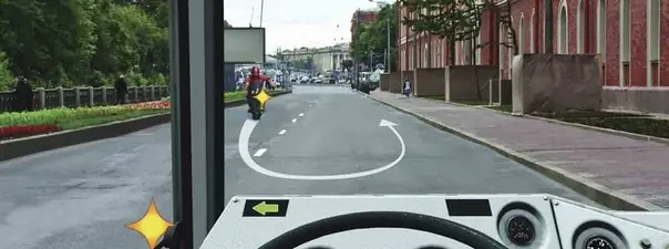 Иллюстрация к вопросу: Вы намерены начать движение от тротуара. Должны ли Вы уступить дорогу мотоциклу, выполняющему…