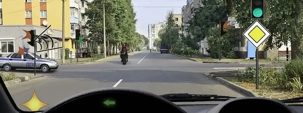 Иллюстрация к вопросу: Кому Вы должны уступить дорогу при повороте налево.