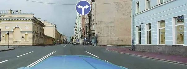 Иллюстрация к вопросу: В каких направлениях Вам можно продолжить движение по второй полосе?